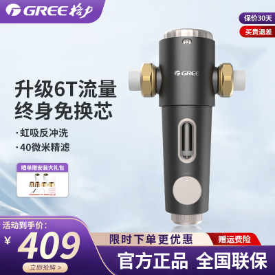 格力（GREE）家用前置过滤器6T/H大通量40微米精滤自来水中央滤水器 终身免换芯全屋净水