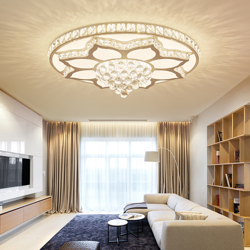 铜影莲花水晶灯大厅吸顶灯客厅灯现代简约圆形家用温馨大气家用灯具