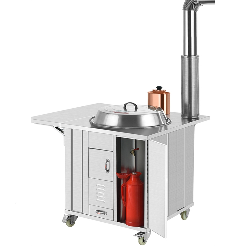 柴火灶家用农村柴火炉室内闪电客不锈钢大锅灶户外带水箱移动土灶台