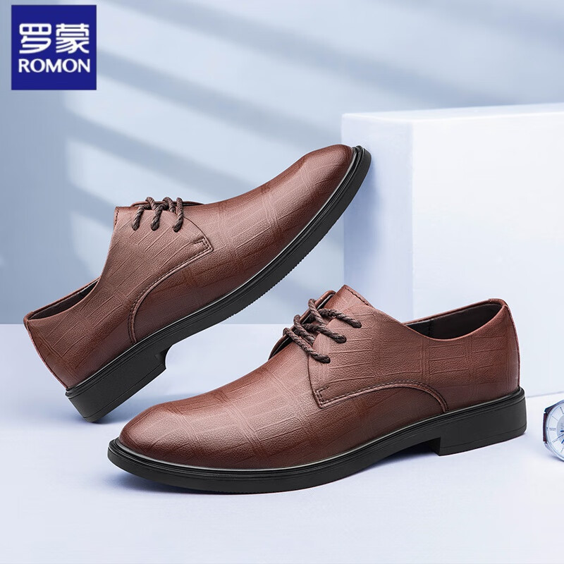 罗蒙二层牛皮休闲小皮鞋商务皮鞋