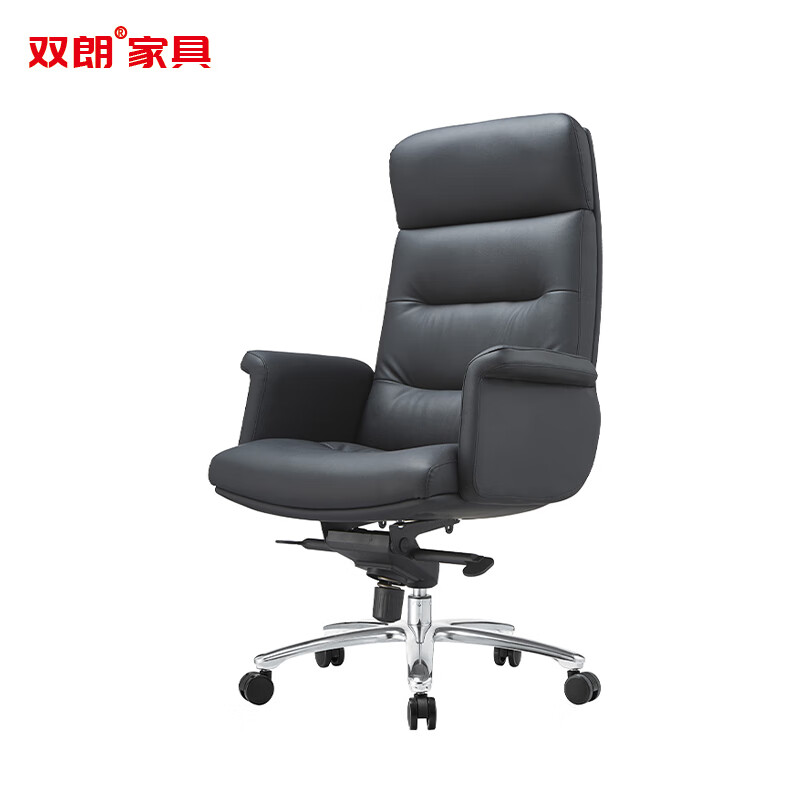 双朗 牛皮办公椅 SL-U0617BL 710*700*1290mm 黑色 1张