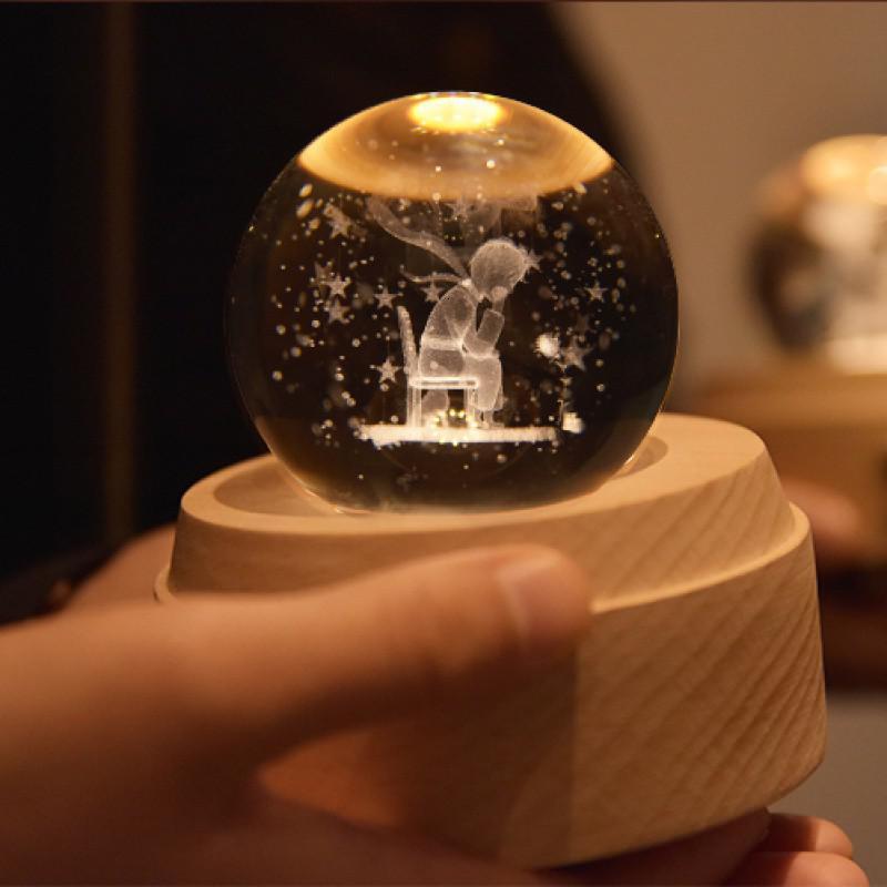 水晶球音乐盒旋转小王子八音盒木质天空之城送女生生日情人节 三维工匠 APP七彩蓝牙音箱