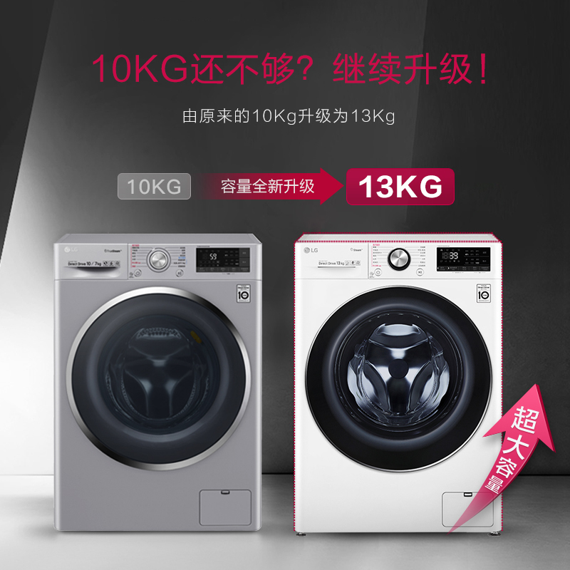 LG FCV13G4W 13公斤大容量AI智慧变频直驱滚筒洗衣机1400转蒸汽洗PLUS除菌除皱速净喷淋WIFI 奢华白