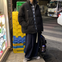 YUANSU冬季韩版学生棉服男初中生两面双面穿棉衣情侣宽松帅气棉袄外套潮棉衣