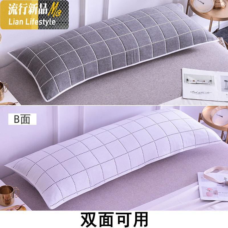 双人枕巾棉1.2米1.5m加长纱布棉枕巾长款双人枕巾1.8米枕头巾 三维工匠 灰格（6层1米） 默认尺寸