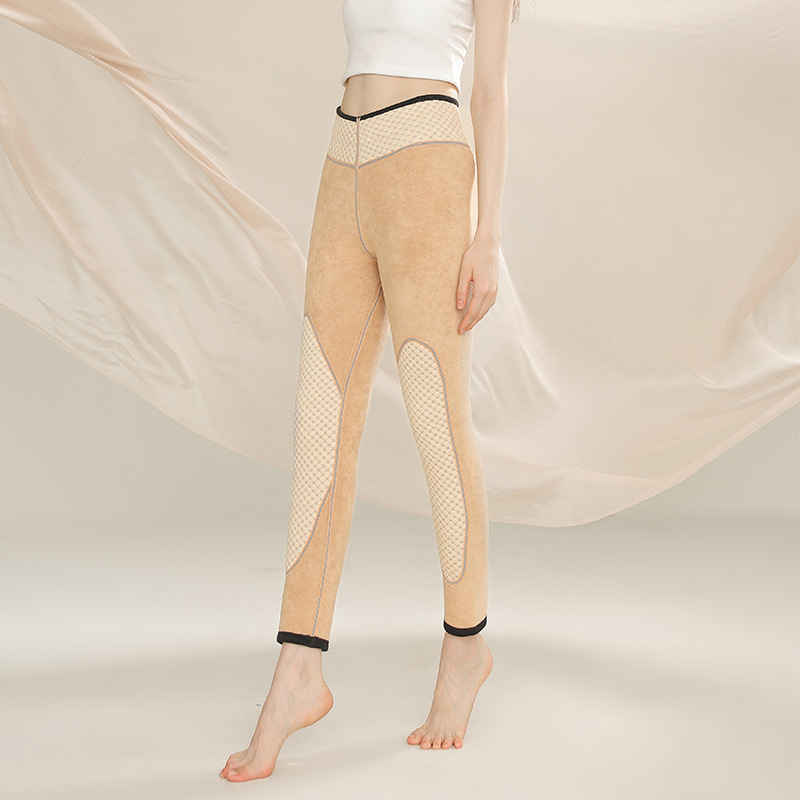 男士羊毛蚕丝保暖裤女高腰加绒加厚按摩绒护膝东北棉裤中老年情侣高清大图