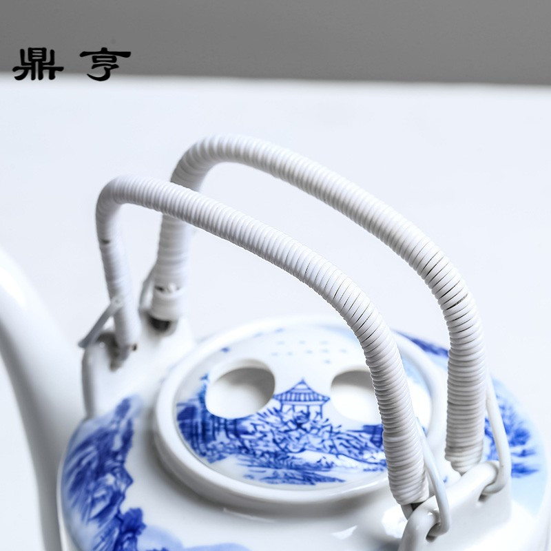 鼎亨景德镇大容量陶瓷茶壶家用青花瓷凉壶餐厅泡茶壶1700毫升提