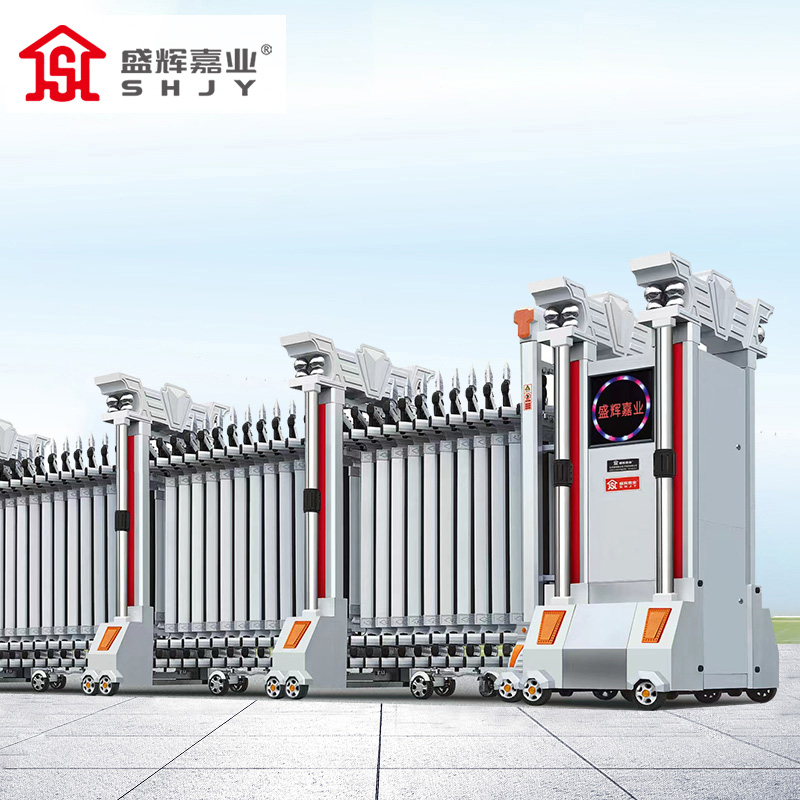 盛辉嘉业 电动伸缩门智能遥控小区单位学校加固抗风铝合金伸缩大门每米 电动伸缩门米