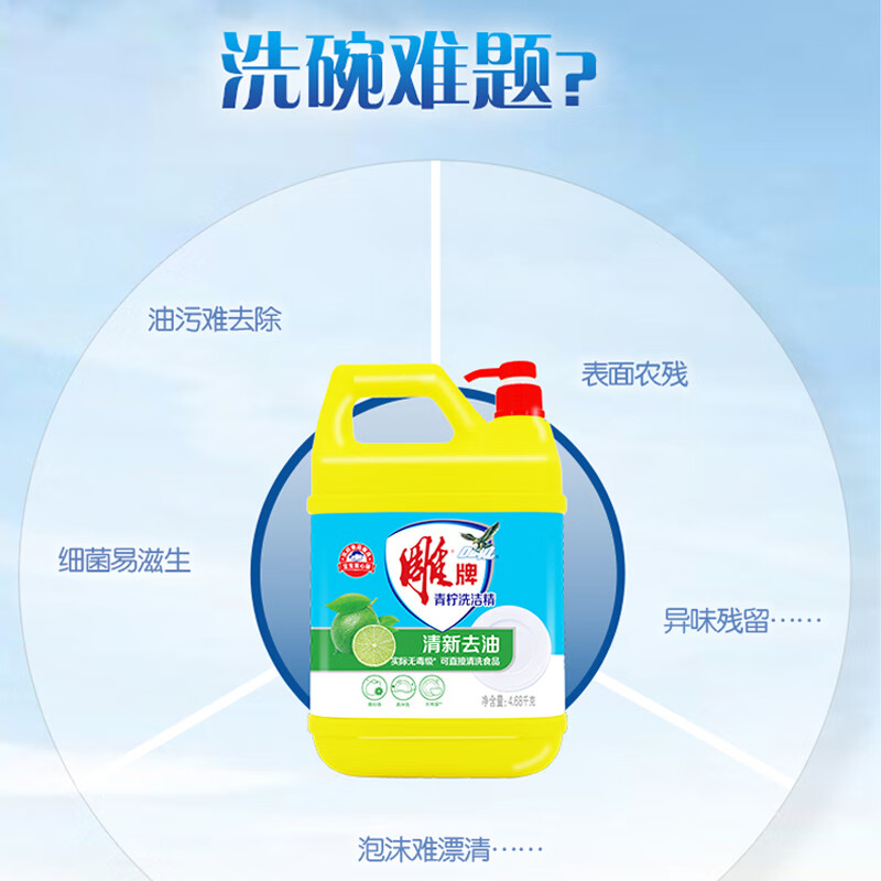 妙潔洗洁精大桶4.68kg 实惠装 清爽去油洗涤灵酒店家用果蔬餐具洗涤剂 [约10斤x1桶]高清大图