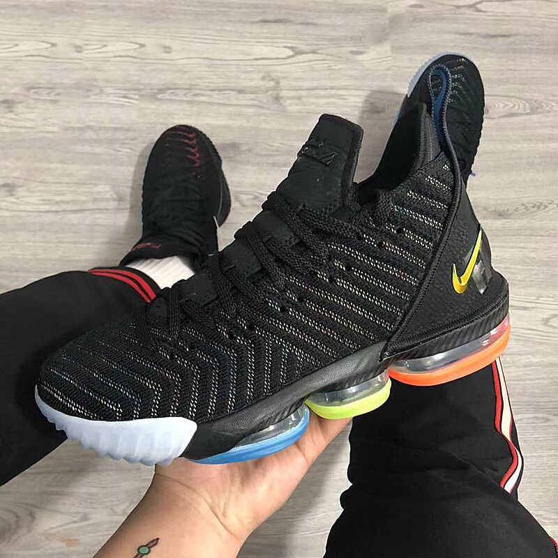 耐克 nike lebron 16 詹姆斯16 签名鞋 鸳鸯 黑红 针织气垫缓震 男士
