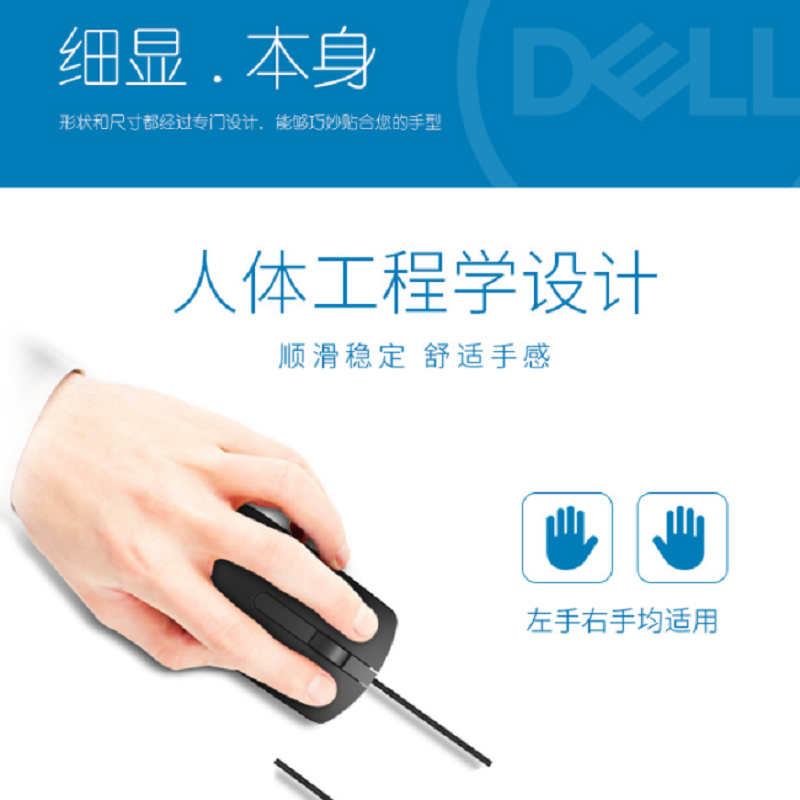 戴尔(DELL) MS116 有线鼠标 商务办公鼠标(黑色)
