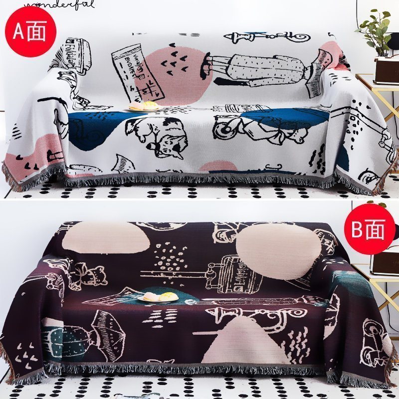 家柏饰(CORATED)北欧双面全盖沙发布沙发巾沙发毯布单沙发套罩沙发垫盖布 撑伞人【双面】 180*300cm