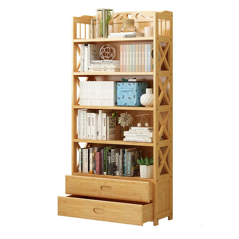森美人中式落地书柜书架现代简约简易儿童置物架楠竹架子办公室收纳架子高清大图