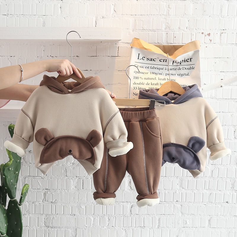 衫伊格(shanyige)儿童套装 男童加绒套装冬季新款宝宝洋气加厚卫衣