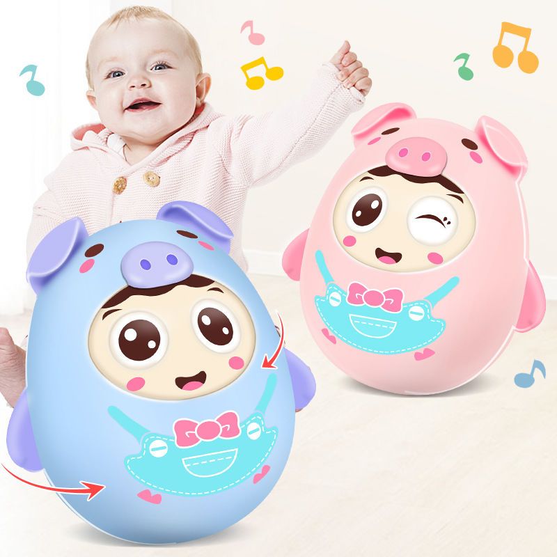 眨眨眼小猪不倒翁婴儿玩具01岁音乐手摇铃36812个月早教