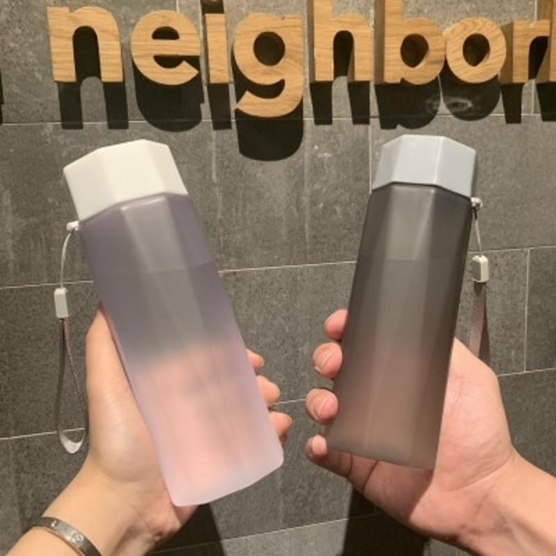 创意多边形塑料水杯女男学生磨砂韩版杯子ins潮流太空杯便携茶杯