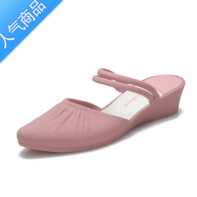 SUNTEK2021新款时装凉鞋女夏季仙女风中跟包头坡跟厚底一鞋两穿防滑时尚