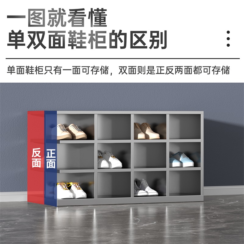 鑫环境 单面18格201不锈钢换鞋柜工厂净化车间单双面更衣员工换鞋凳医用实验无尘换鞋柜高清大图