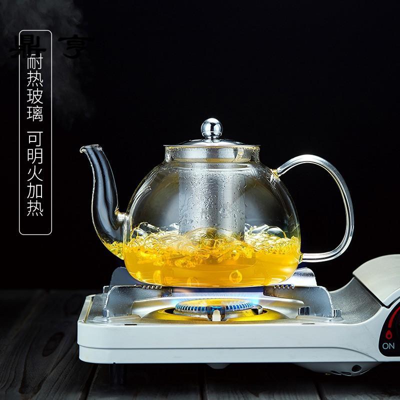 鼎亨加厚花茶壶 玻璃茶具耐热玻璃茶壶 大容量不锈钢茶漏玻璃壶