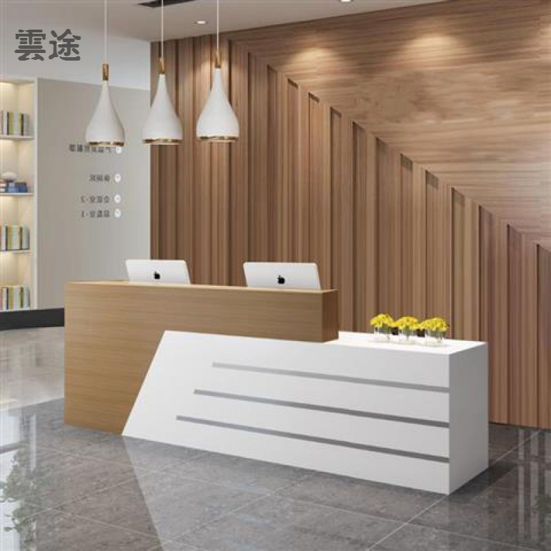 烤漆大理石吧台前台桌培训学校接待台奶茶店便利店院收银台定制 白搭