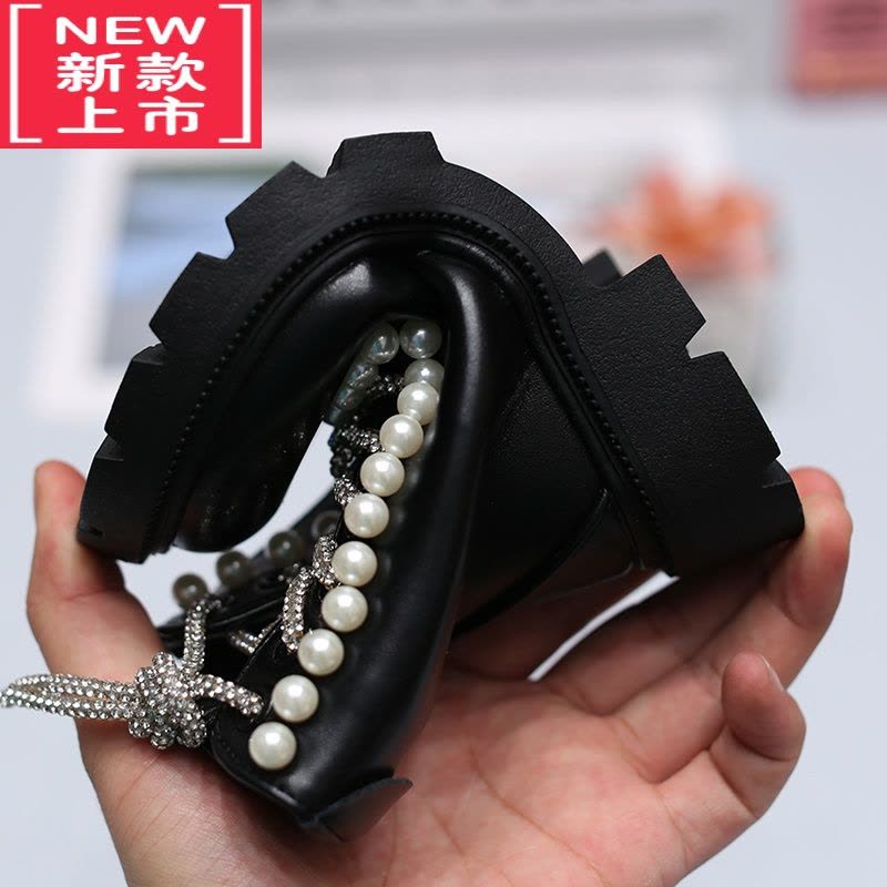 可莉允女童靴子2022新款冬季新款加绒洋气珍珠女孩公主靴二棉儿童马丁靴图片