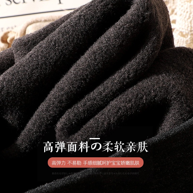 浪莎女童打底裤加绒加厚儿童秋冬保暖裤女孩中大童外穿黑色九分裤子 浪羽毛亮兔-灰色 150(建议身高140-150cm)高清大图