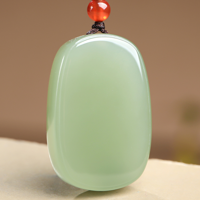 印象眸和田玉吊坠浅青玉平安喜乐无事牌男女款玉石挂件附送证书视频