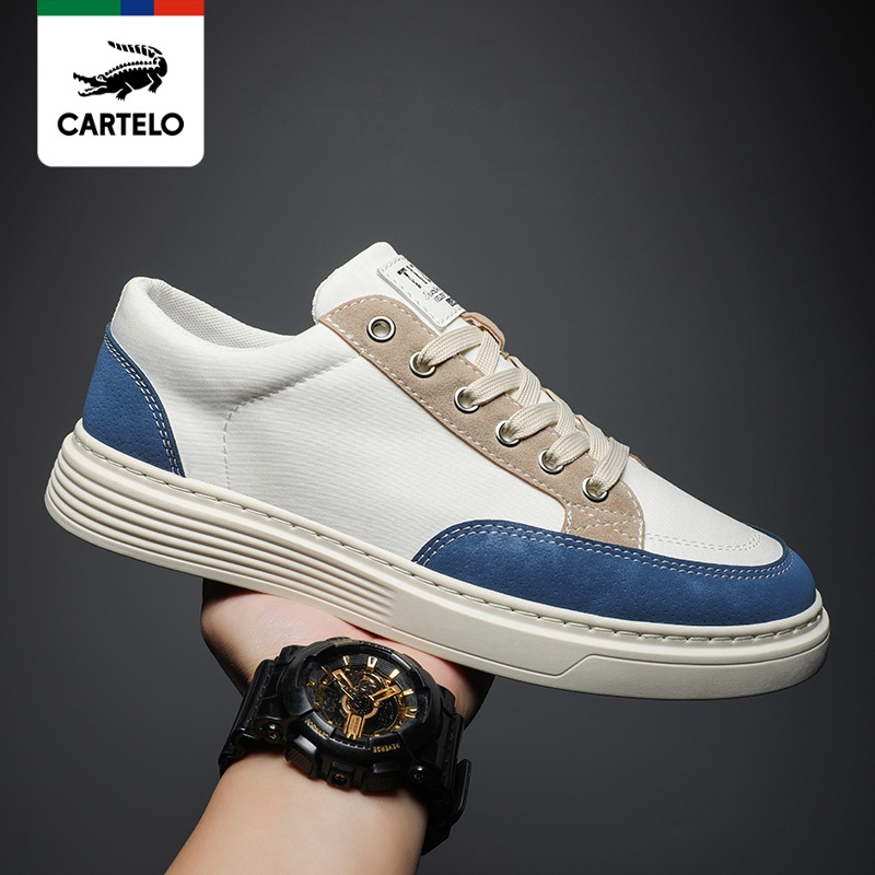 [线下专柜同款]卡帝乐鳄鱼(cartelo)新款冰丝布潮流男鞋百搭男士板鞋