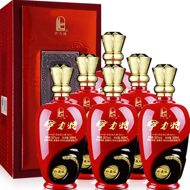 【主打款】50度伊力特珍藏版500ml*6瓶整箱装高度纯粮浓香白酒 配手提袋 新疆伊犁特产