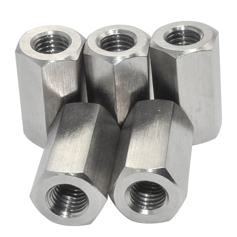 304不锈钢连接螺母法耐六角加长六角连接丝杆接头螺帽m5m6m8m10m12m16