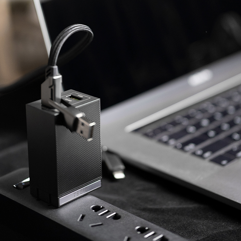 火豹TEGIC 65W氮化镓充电器三口双type-c+USB苹果11Pro迷你pd inCharge六合一数据线-150