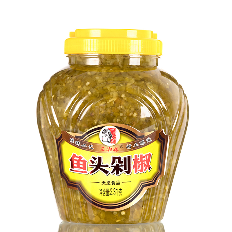 三湘妹鱼头剁椒2.3kg桶装饭店蒸剁椒鱼头青辣椒调味料