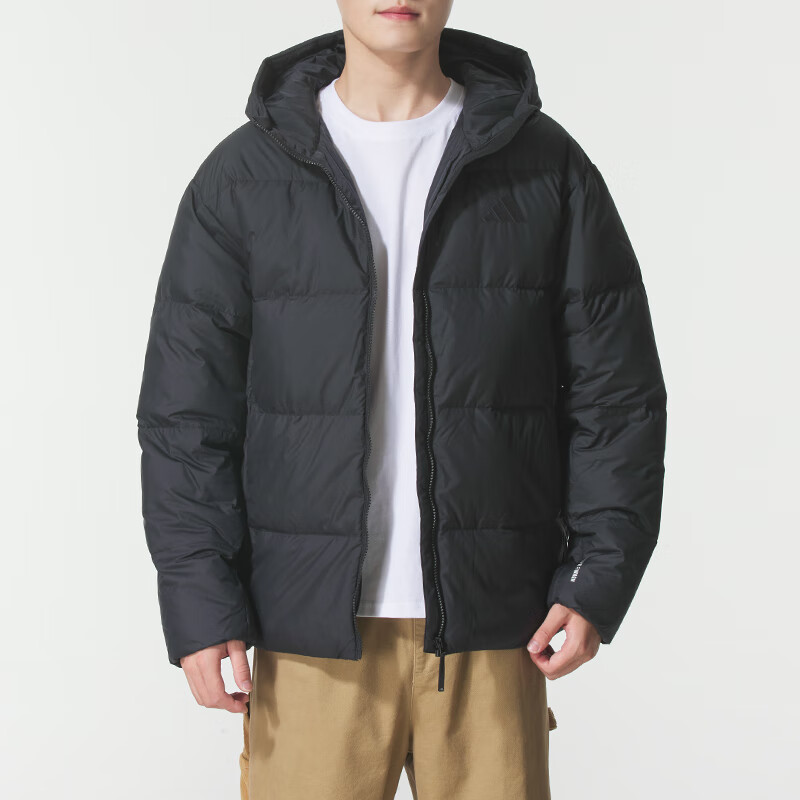 阿迪达斯 (adidas)外套男装新款运动羽绒服跑步休闲骑行防风连帽夹克KC2490 ZP KC2478/黑色 S
