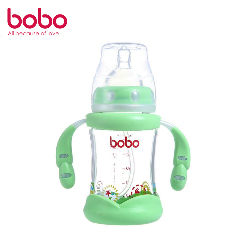 乐儿宝(bobo)防摔玻璃宽口径奶瓶 绿色160ml (适用12个月以上宝宝)