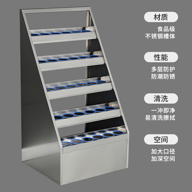 悦山水杯架201不锈钢工厂车间茶杯放置收纳架员工水杯存放柜30位水杯架YSOA12FO30-201高清大图