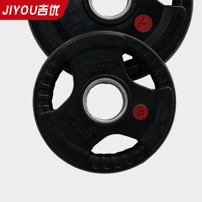 吉优JY-F9019大孔包胶杠铃片奥杆专用商用健身房器械举重片配重片高清大图