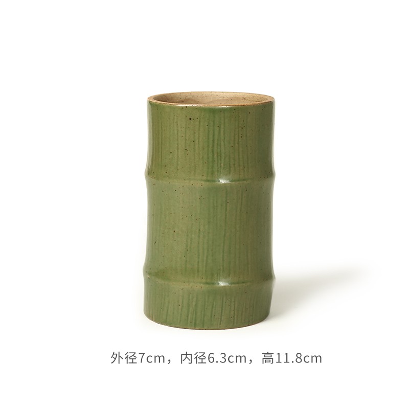 新创意笔筒 青瓷竹节笔简 毛笔文房四宝书案摆件 笔筒收纳盒多功能笔筒 三维工匠高清大图