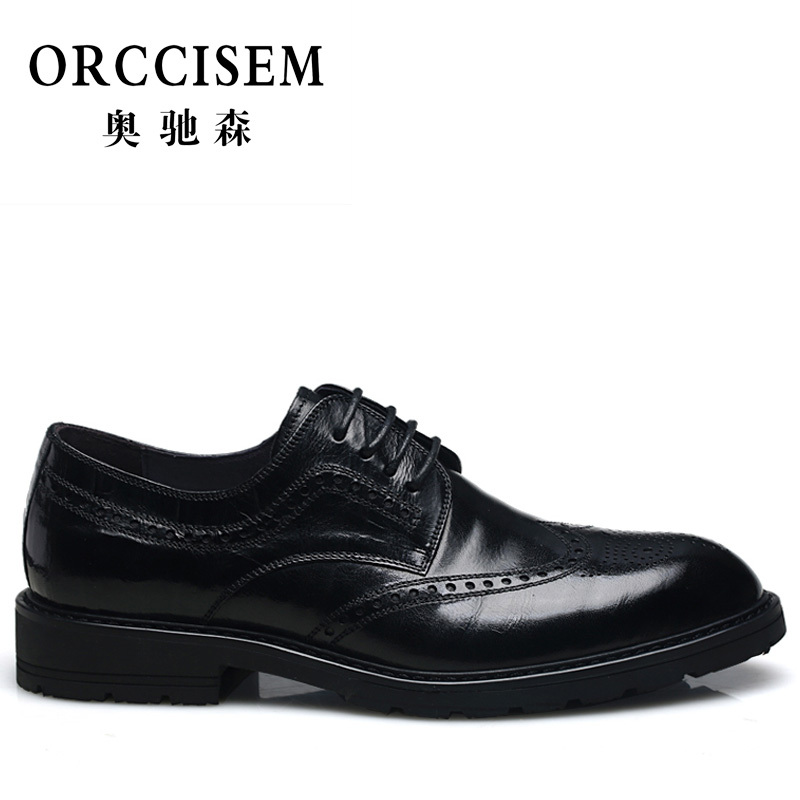 ORCCISEM奥驰森 皮鞋男新款英伦风男士皮鞋鳄鱼纹布洛克雕花男鞋真皮商务正装皮鞋男
