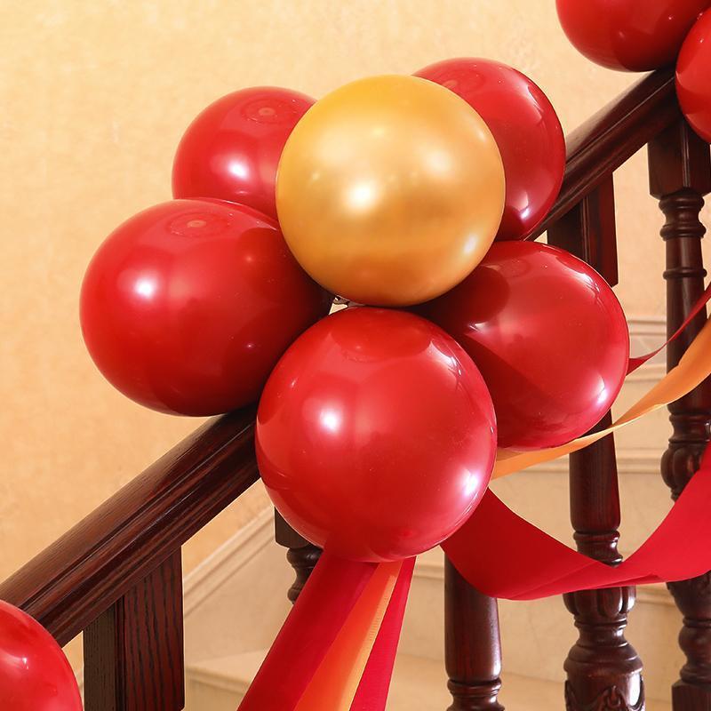 结婚楼梯扶手装饰纱幔装饰婚庆用品彩带拉花布置气球婚房简单套装楼梯