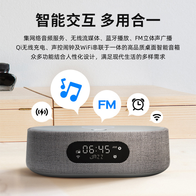 哈曼卡顿 CITATION OASIS 灰色FM 音乐绿洲 人工智能音箱 带收音机和无线充电 支持Wi-Fi