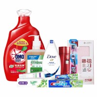 洗护套餐6(洗发露+沐浴乳+毛巾单条盒装颜色随机+洗手液+牙膏120g+牙膏90g+牙刷+洗衣液)新老包装随机