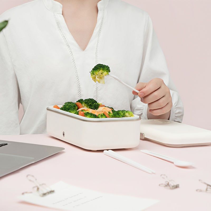 午餐加热便当盒电热饭盒保温自热插电上班族热饭神器网红便携 粉色标配