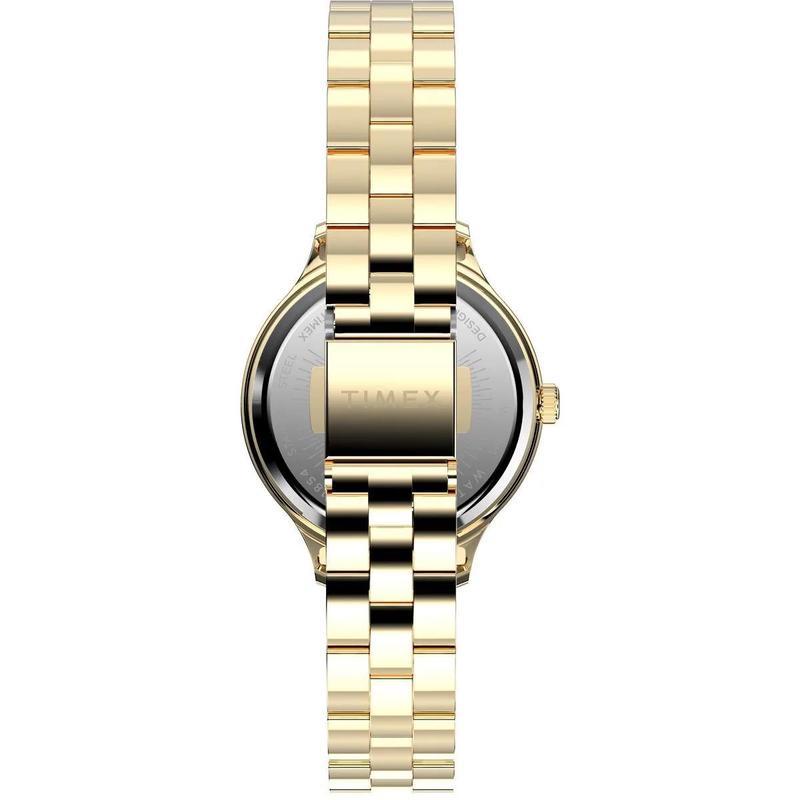 Timex /天美时石英真皮表带金色防水商务简约情侣腕表