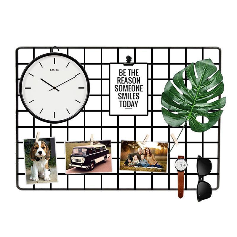 ins北欧风铁艺网格照片墙工业风铁丝网架相框相片架