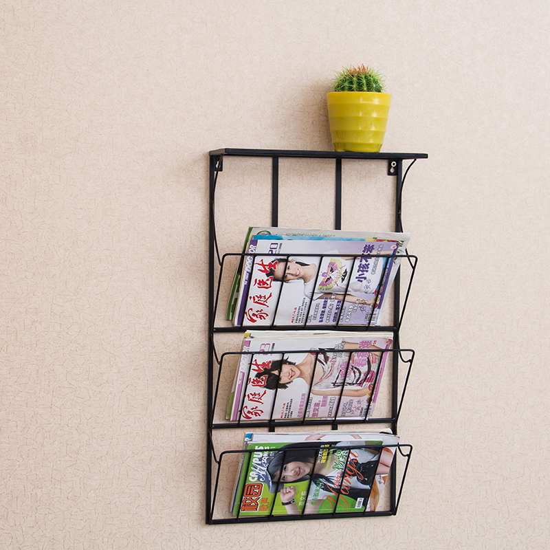 森美人铁艺壁挂悬挂书报架报纸架报刊架杂志架置物架层架儿童绘本架高清大图