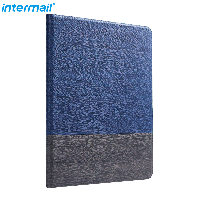 intermail苹果新iPad 9.7英寸 2018新款iPad平板电脑保护套轻薄皮套 树脂纹蓝灰拼接TPU 简约风