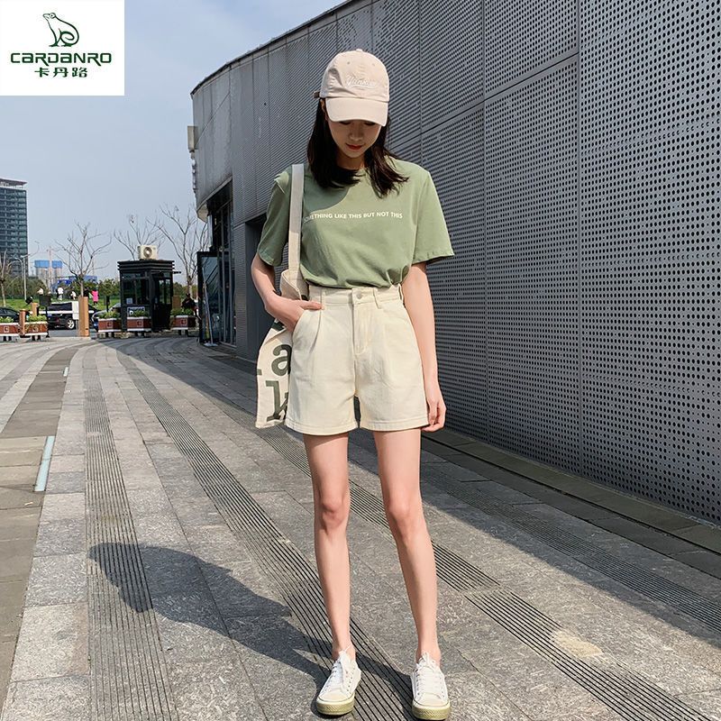 Cardanro卡丹路可爱牛仔裤女学生韩版宽松百搭修身显腿直短裤女夏