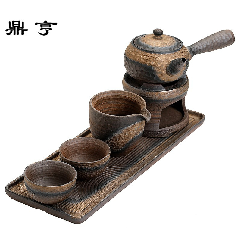 鼎亨日式简约功夫茶具陶瓷干泡小茶盘阳台禅意茶道煮茶壶茶杯套装