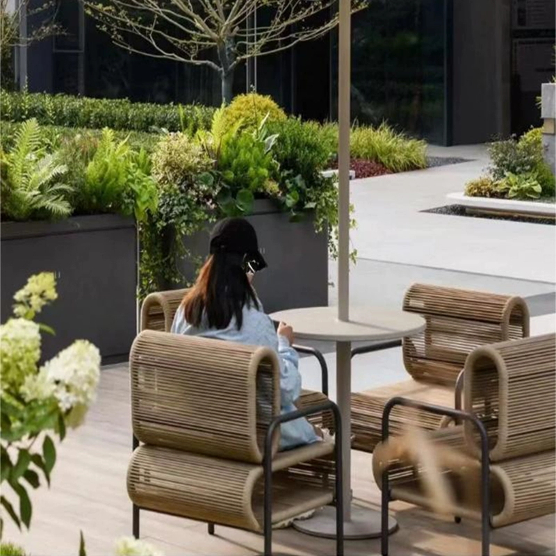 金菲罗格 户外藤编沙发靠背桌椅组合室外庭院阳台单人藤椅高清大图