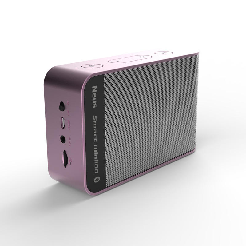 纽斯Neus 轻便蓝牙音箱 Smart Mini100 时尚轻巧震撼音质 无线迷你户外旅游插卡蓝牙4.0 粉色
